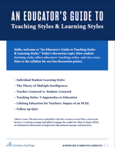 MEd Educator’s Guide To Teaching Styles & Learning Styles