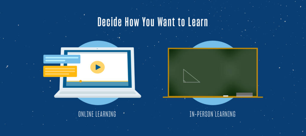 decide how you want to learn - online or in person