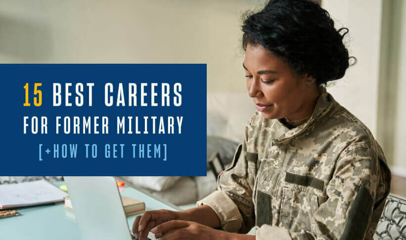 15 Best Careers for Former Military [+How to Get Them] - black woman in military uniform sitting at a desk typing a computer