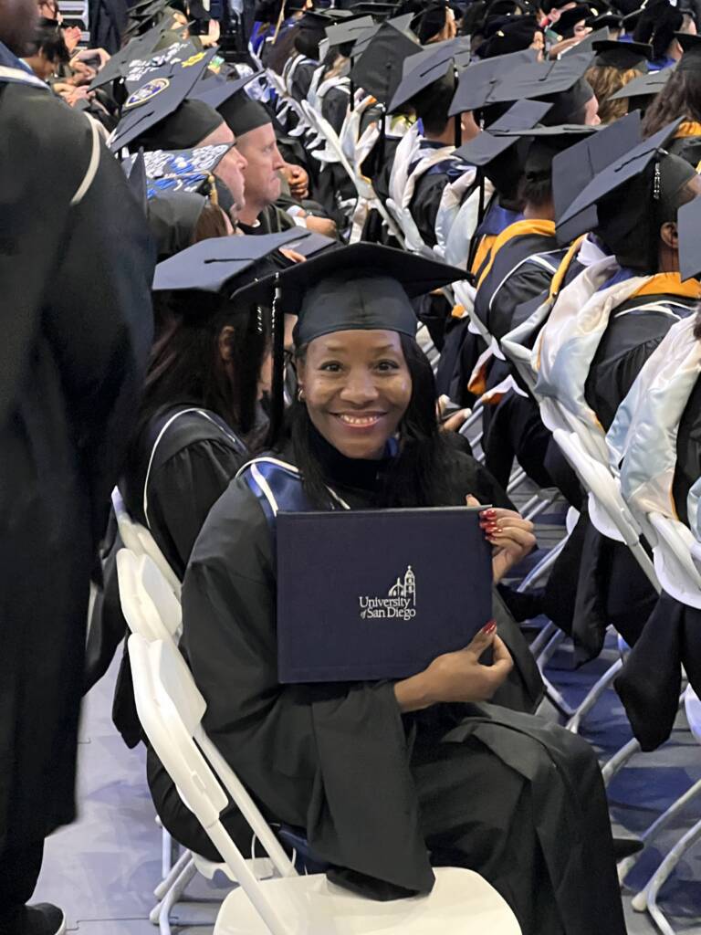 Asst. Sheriff Tanzanika Carter, MS-LEPSL, showcasing her degree at graduation