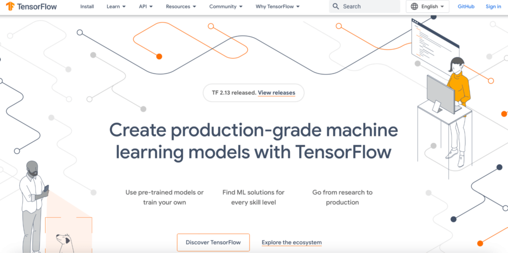 image of TensorFlow hompage