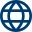 Globe icon with horizontal lines and a vertical meridian.