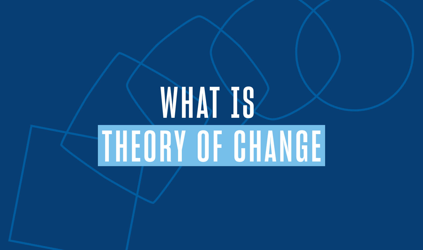 white text on a blue background reading what is theory of change