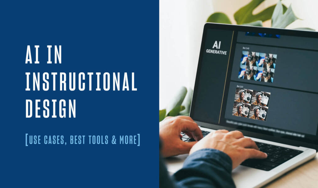 hands type on a laptop. AI in Instructional Design: Use Cases, best tools and more.