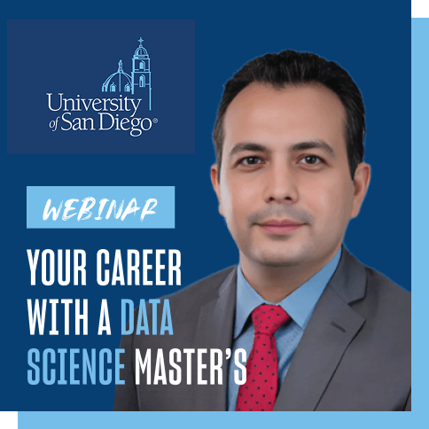 An image of Ebrahim Tarshizi with the title: Webinar — Your Career with a Data Science Master's