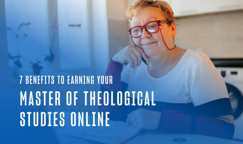 A woman wearing red glasses engaged in online learning