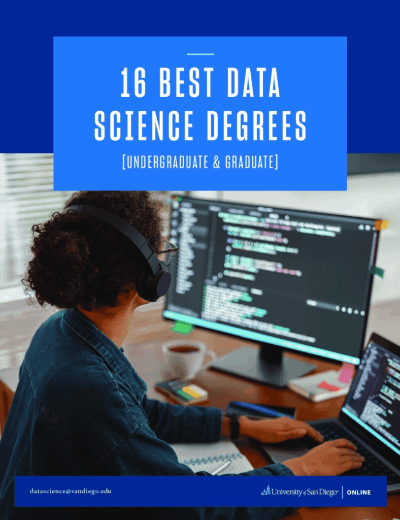 cover of an ebook for 16 best data science degrees