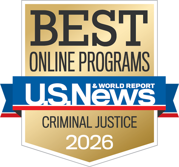 Best online criminal justice program badge 2026