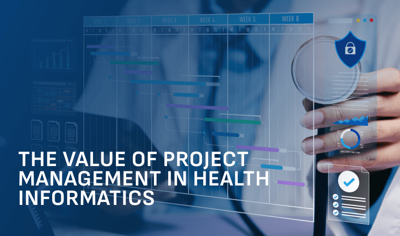 Illustration highlighting the importance of project management in enhancing health informatics efficiency and outcomes.