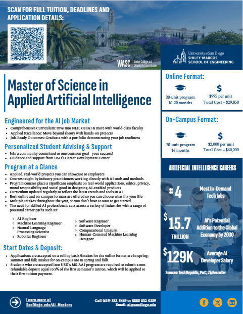 USD’s Applied ARTIFICIAL INTELLIGENCE Master’s Degree Program Brochure 2026