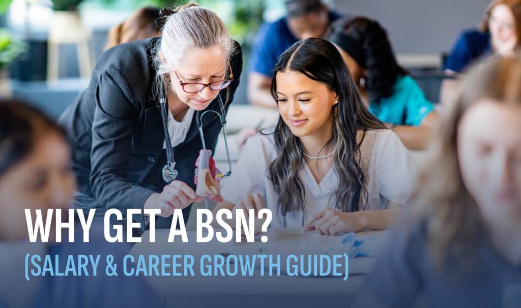 a professor helping a nursing student with their BSN