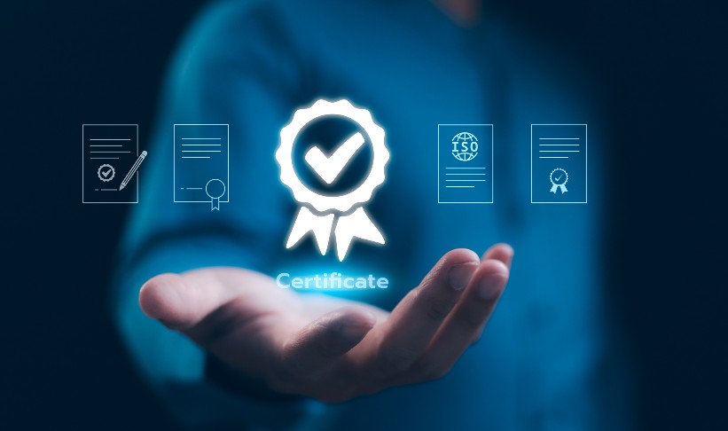 hand being held out with digital ribbon hovering above