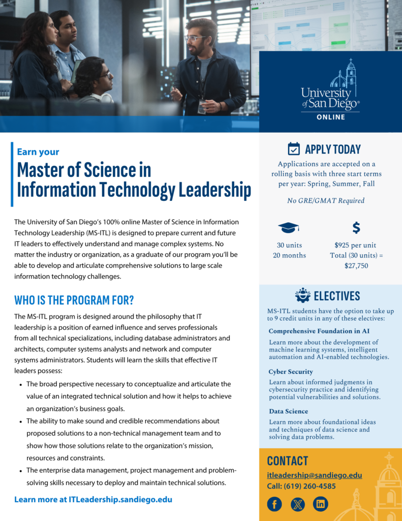 USD’s MS in Information Technology Leadership Program Guide